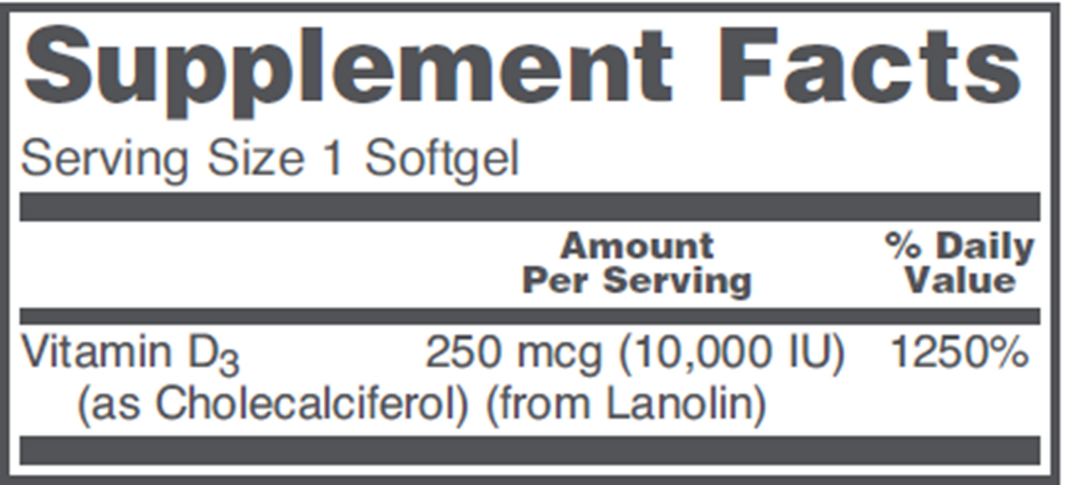 Vitamin D3 (10,000 IU) (120 Softgels)-Vitamins & Supplements-Protocol For Life Balance-Pine Street Clinic