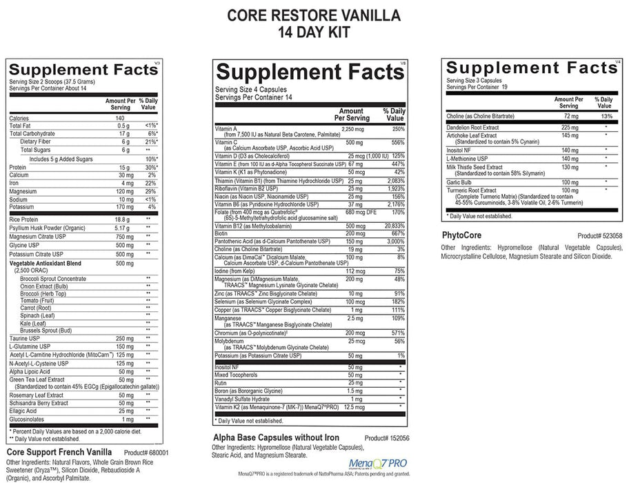 Core Restore Kit-Vitamins & Supplements-Ortho Molecular Products-Chocolate-7-Day Kit-Pine Street Clinic