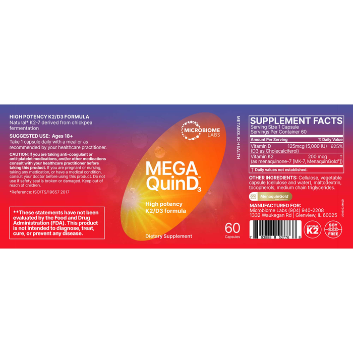 MegaQuinD3 (60 Capsules)-Vitamins & Supplements-Microbiome Labs-Pine Street Clinic