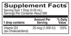 Liquid Vitamin D3 (1 Fluid Ounce)-Vitamins & Supplements-Ortho Molecular Products-Pine Street Clinic
