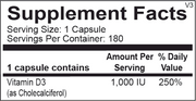 Vitamin D 1000 IU (180 Capsules)