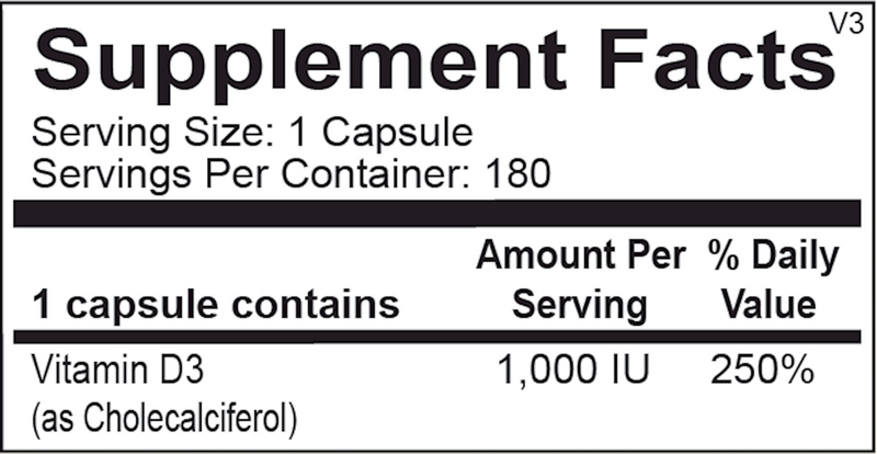 Vitamin D 1000 IU (180 Capsules)