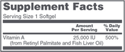 Vitamin A (25,000 IU) (100 Softgels)