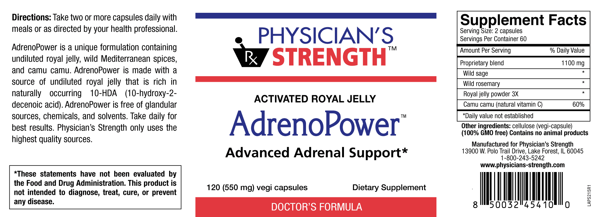 AdrenoPower (120 Capsules)-Vitamins & Supplements-Physician's Strength-Pine Street Clinic