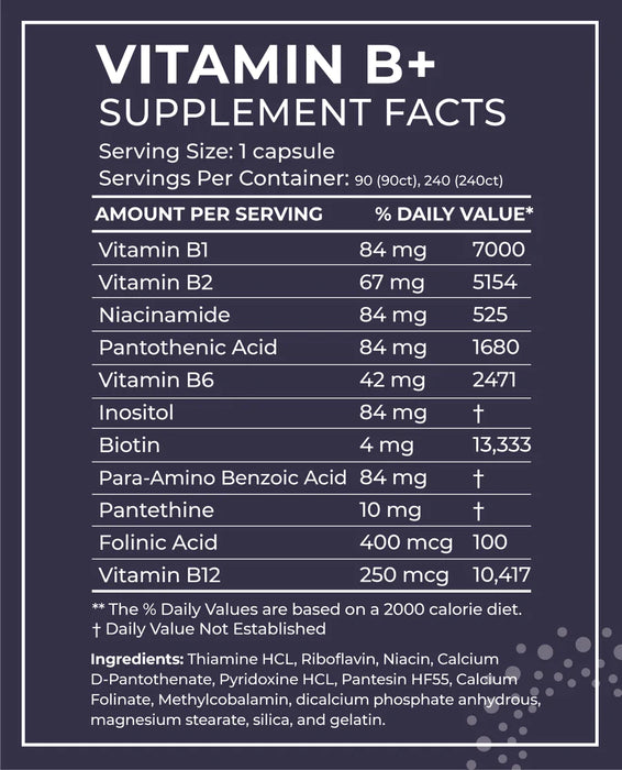 B Vitamins Hi Potency (90 Capsules)-Vitamins & Supplements-BodyBio-Pine Street Clinic