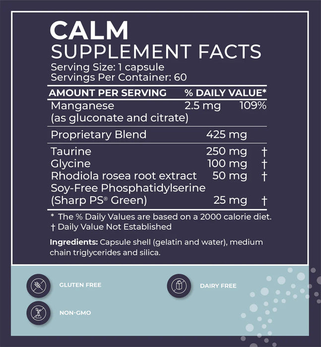 Calm (60 Capsules)-Vitamins & Supplements-BodyBio-Pine Street Clinic