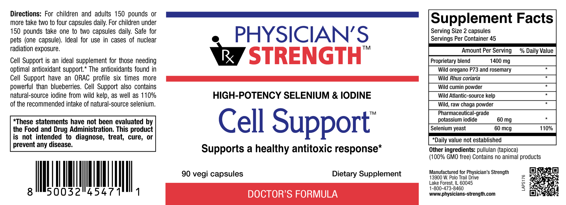 Cell Support (90 Capsules)-Vitamins & Supplements-Physician's Strength-Pine Street Clinic