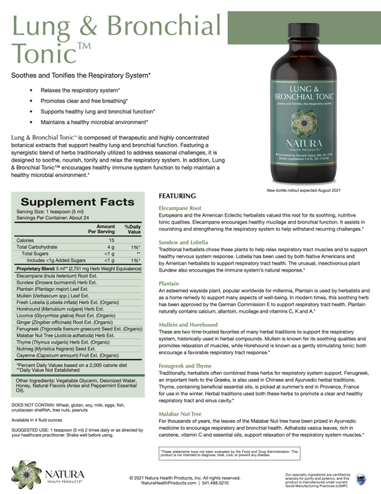Lung & Bronchial Tonic (4 Fluid Ounces)-Vitamins & Supplements-Natura Health Products-Pine Street Clinic