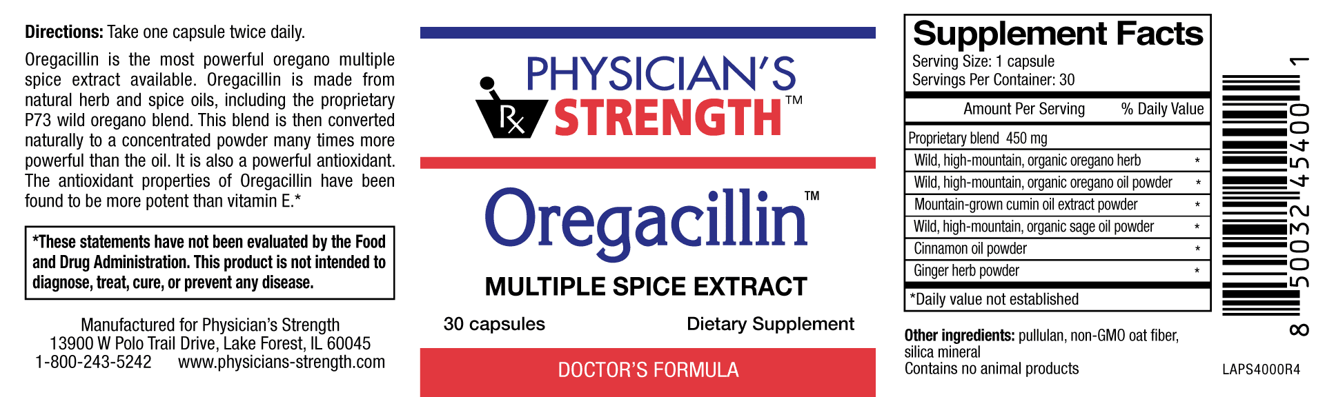 Oregacillin-Vitamins & Supplements-Physician's Strength-30 Capsules-Pine Street Clinic