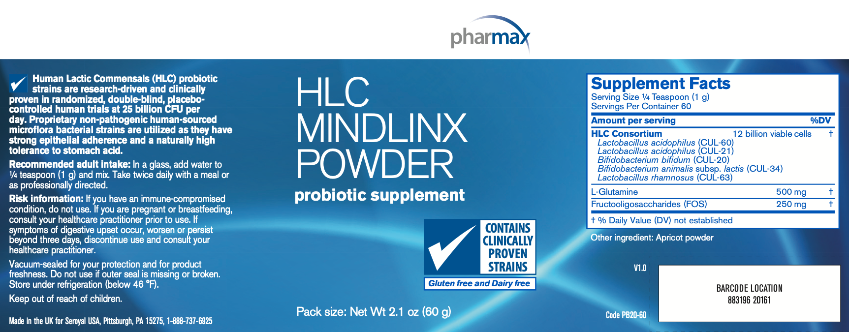HLC MindLinx Powder (60 grams)-Vitamins & Supplements-Pharmax-Pine Street Clinic