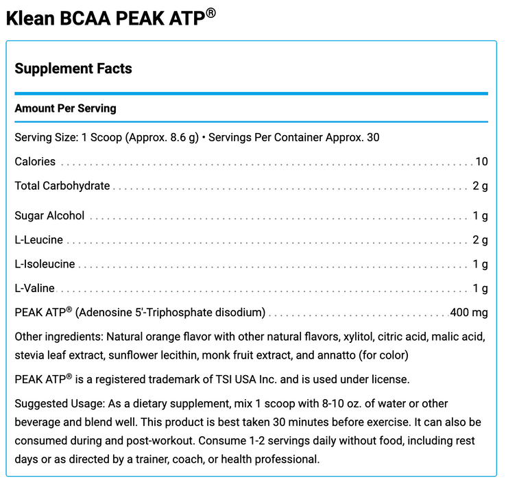 Klean BCAA + PEAK ATP (258 Grams)-Klean Athlete-Pine Street Clinic