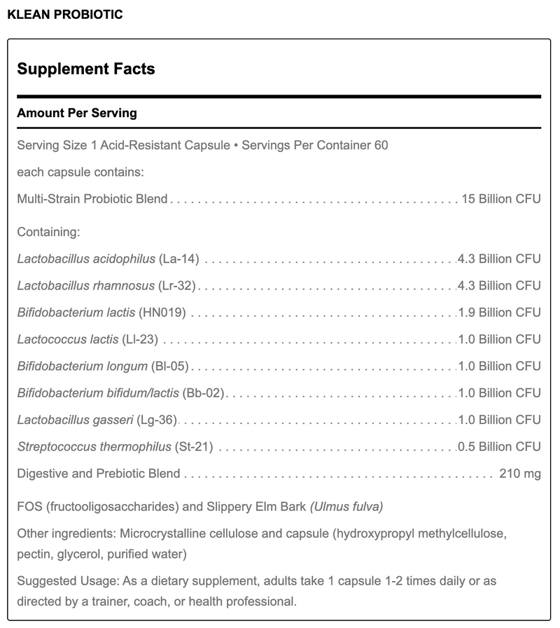 Klean Probiotic (60 Capsules)