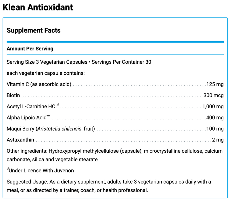 Klean Antioxidant (90 Capsules)