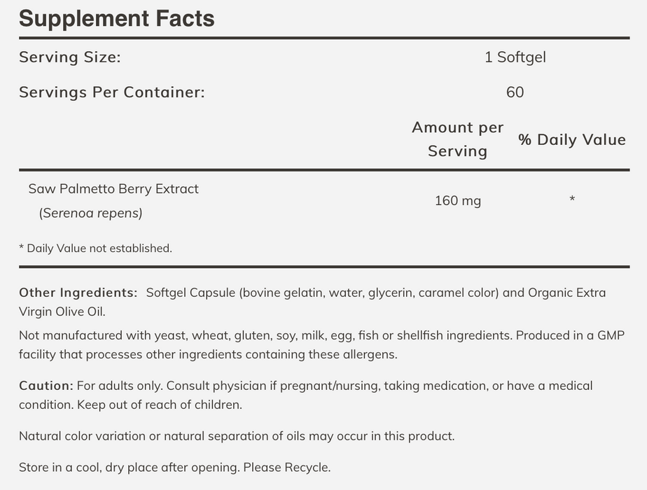 Saw Palmetto Extract (160 mg) (120 Softgels)-Vitamins & Supplements-NOW-Pine Street Clinic