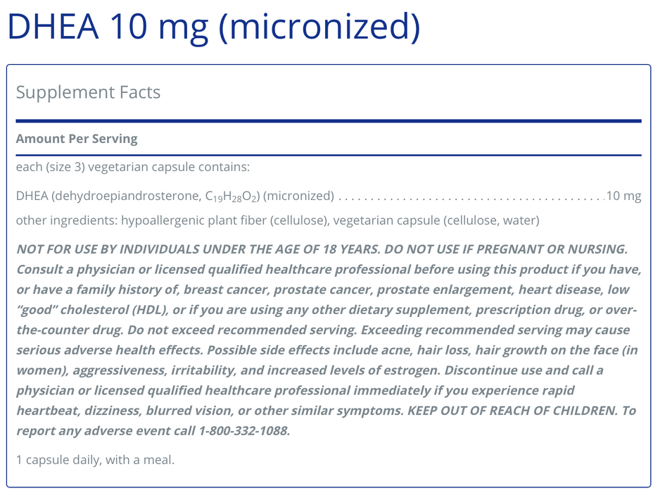 DHEA (10 mg)-Pure Encapsulations-Pine Street Clinic
