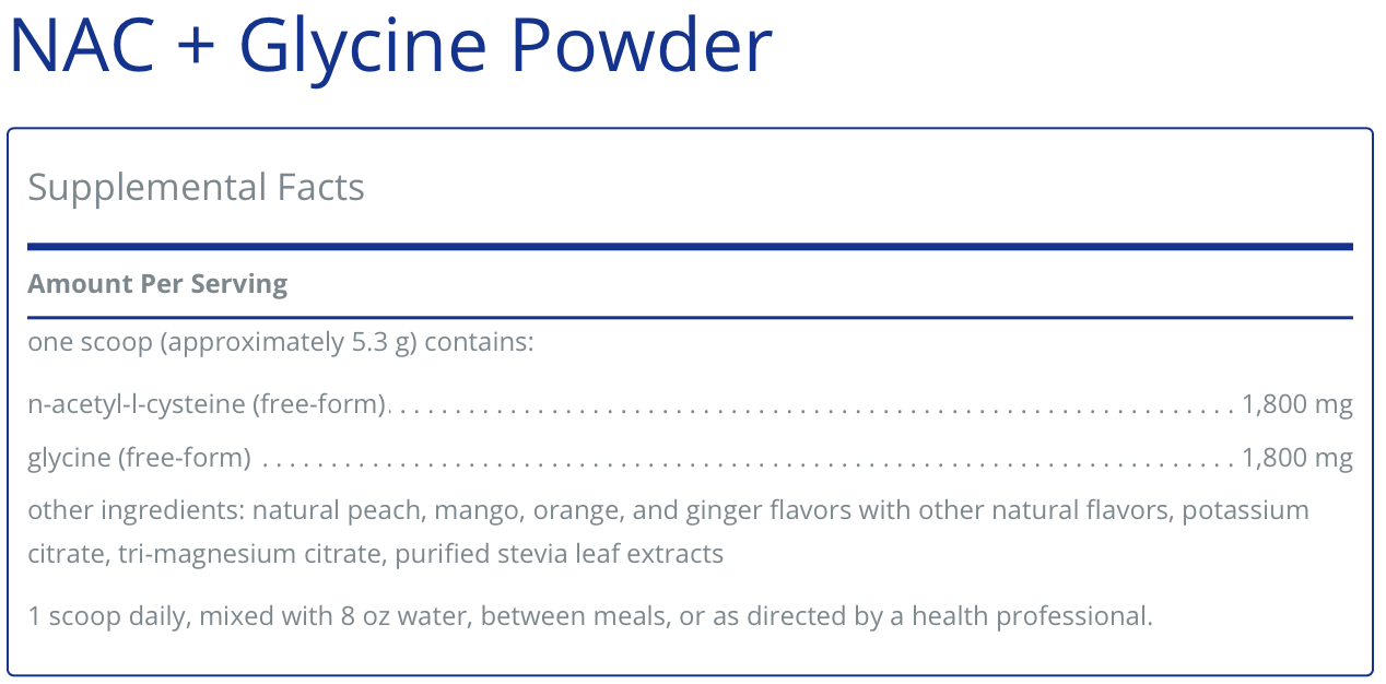 NAC + Glycine Powder (159 Grams)-Vitamins & Supplements-Pure Encapsulations-Pine Street Clinic