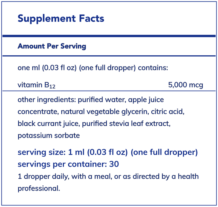 B12 Liquid (5,000 mcg) (30 ml)-Pure Encapsulations-Pine Street Clinic