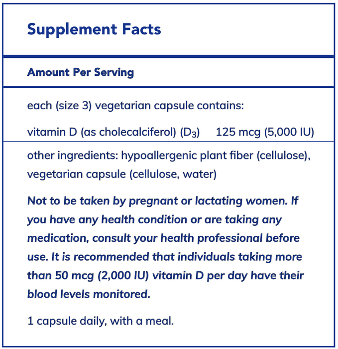Vitamin D3 (125 mcg) (5,000 IU)-Vitamins & Supplements-Pure Encapsulations-60 Capsules-Pine Street Clinic