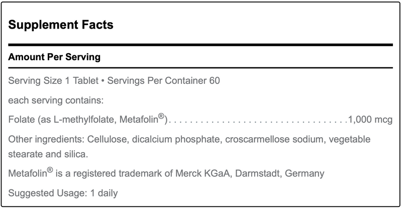 Methyl Folate (L-5-MTHF) (60 Tablets)