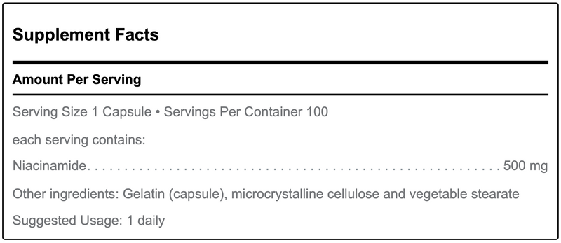 Niacinamide (500 mg) (100 Capsules)