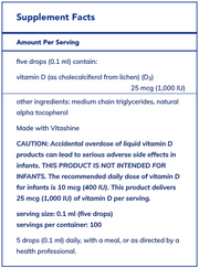 Vegan Liquid Vitamin D3 (1000 IU) (10 mL)