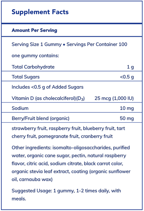 Vitamin D Gummy (100 Gummies)-Vitamins & Supplements-Pure Encapsulations-Pine Street Clinic