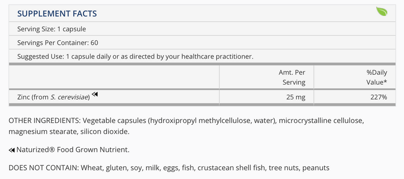 Zinc (25 mg) (60 Capsules)