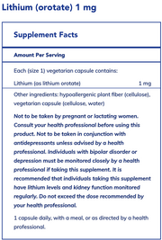 Lithium (orotate) (1 mg) (90 Capsules)