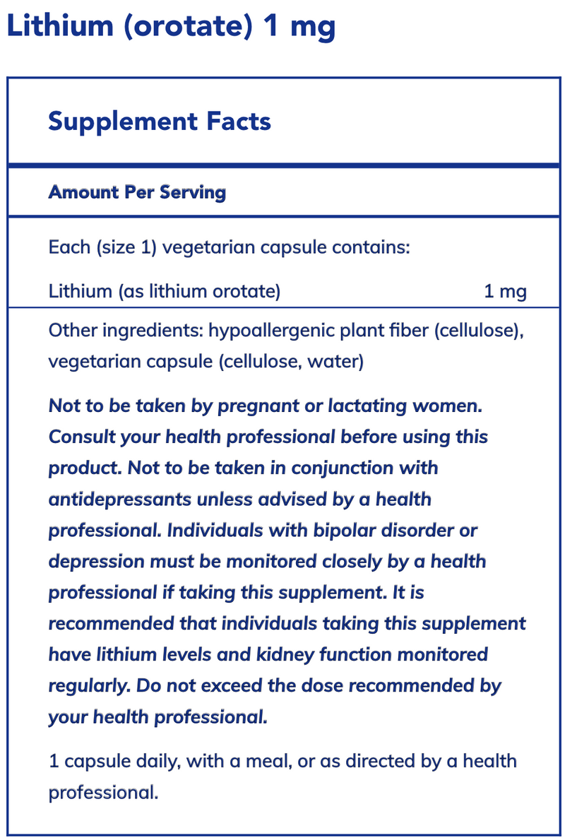Lithium (orotate) (1 mg) (90 Capsules)