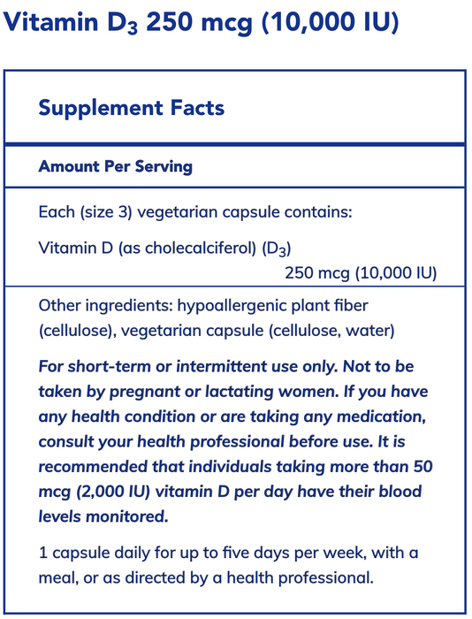 Vitamin D3 (250 mcg) (10,000 IU)-Vitamins & Supplements-Pure Encapsulations-120 Capsules-Pine Street Clinic