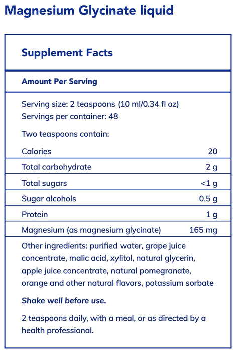 Magnesium Glycinate (Liquid) (480 ml)-Vitamins & Supplements-Pure Encapsulations-Pine Street Clinic