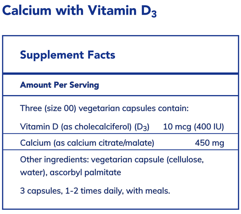 Calcium with Vitamin D3 (180 Capsules)