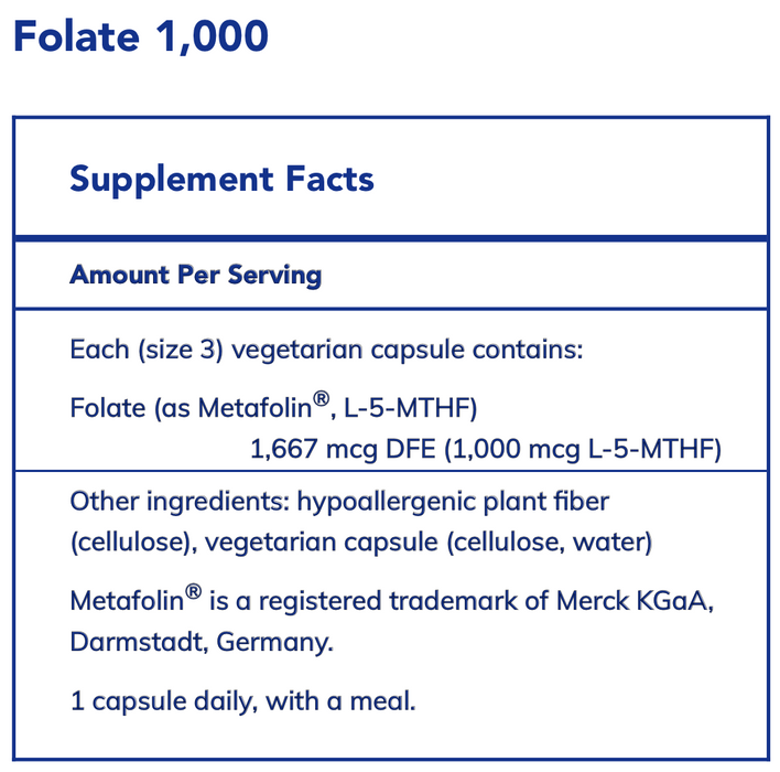 Folate 1000 (90 Capsules)-Pure Encapsulations-Pine Street Clinic