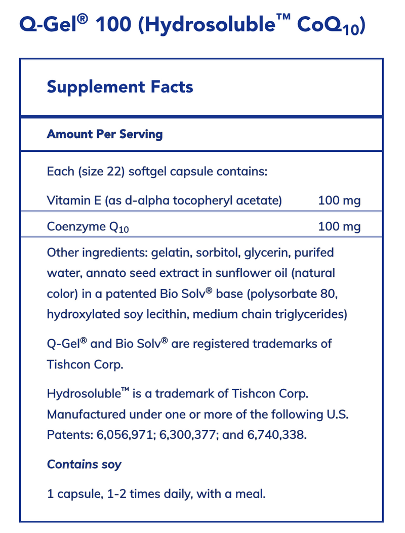 Q-Gel 100 mg (Hydrosoluble CoQ10) (100 mg) (60 Softgels)