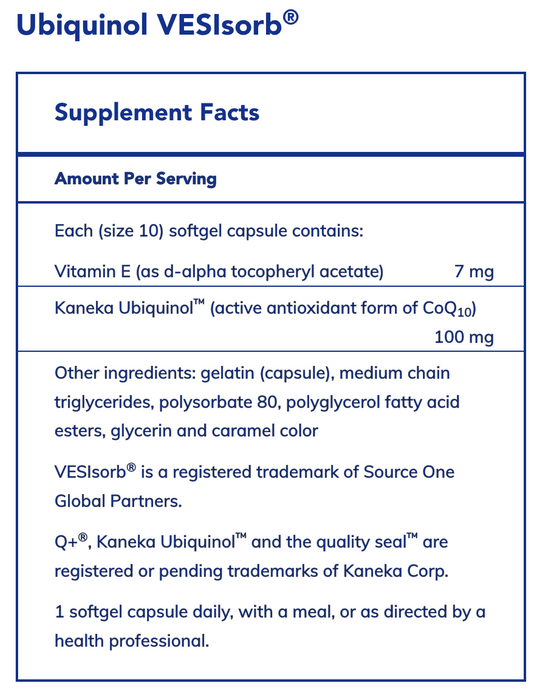Ubiquinol VESIsorb (60 Softgels)-Vitamins & Supplements-Pure Encapsulations-Pine Street Clinic