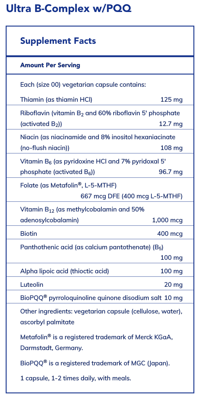 Ultra B-Complex w/ PQQ (60 Capsules)