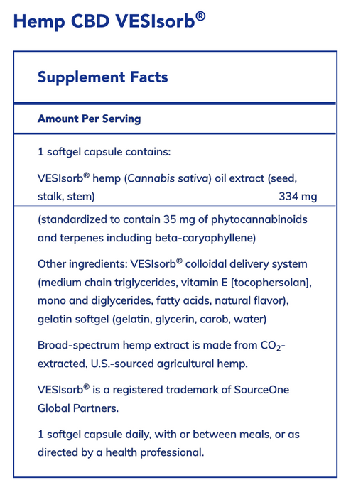 Hemp CBD VESIsorb (30 Softgels)-Vitamins & Supplements-Pure Encapsulations-Pine Street Clinic