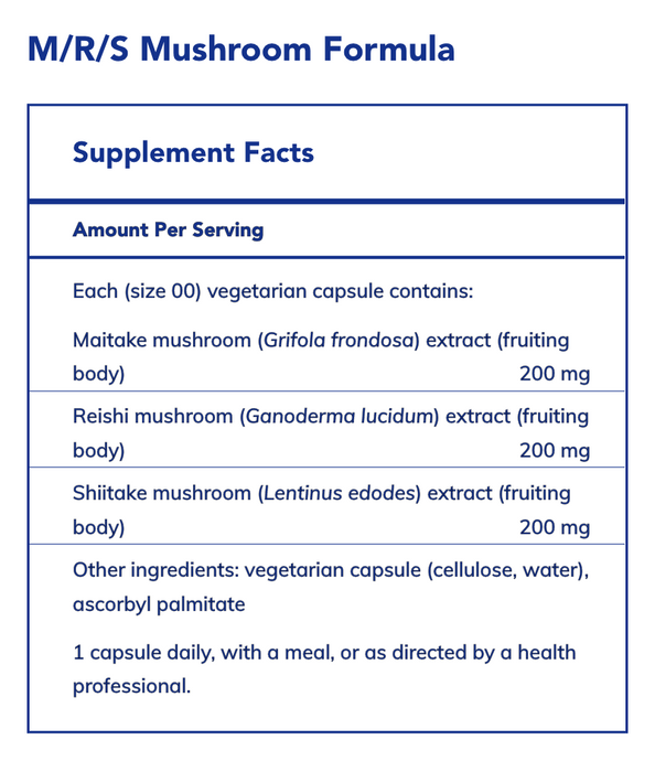 M/R/S Mushroom Formula (120 Capsules)-Vitamins & Supplements-Pure Encapsulations-Pine Street Clinic