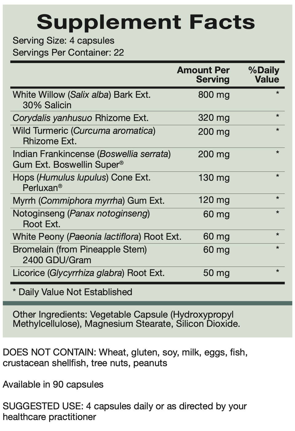 Natura Health Products Willow Relief 90 Capsules — Pine Street Clinic