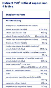 Nutrient 950 without Copper, Iron & Iodine (180 Capsules)