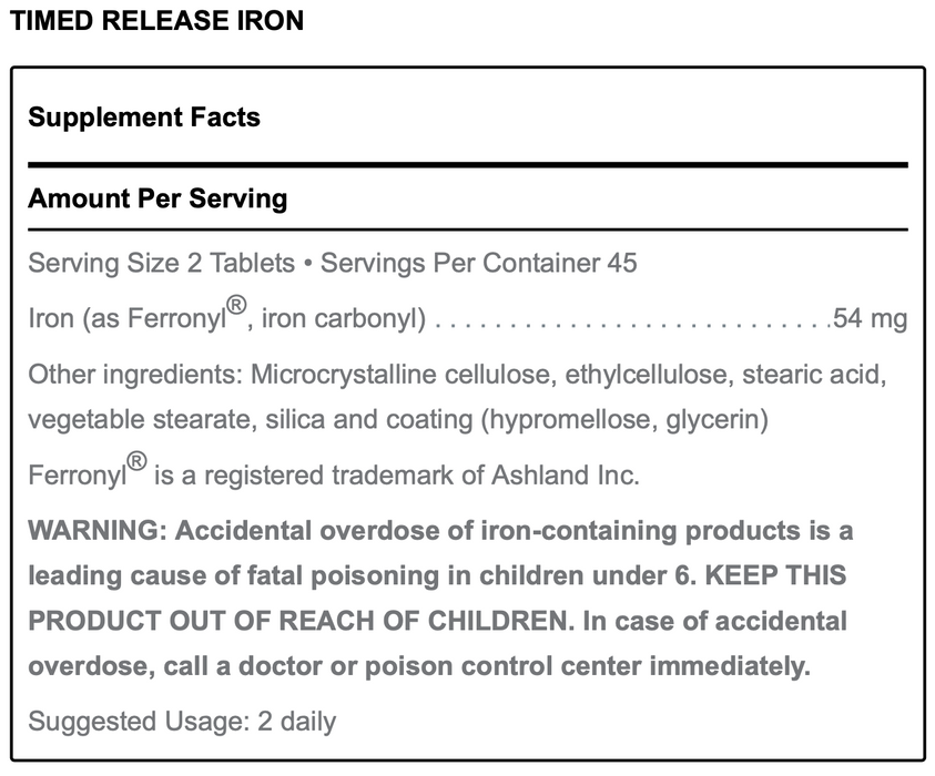 Timed Release Iron (90 Tablets)