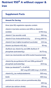 Nutrient 950 A Without Copper & Iron (180 Capsules)