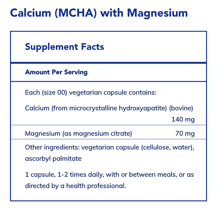Calcium (MCHA) with Magnesium (180 Capsules)