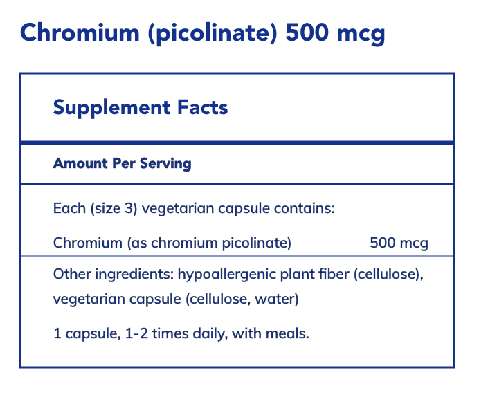 Chromium (picolinate) (500 mcg)-Vitamins & Supplements-Pure Encapsulations-60 Capsules-Pine Street Clinic