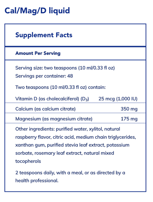 Cal/Mag/D Liquid (480 ml)-Vitamins & Supplements-Pure Encapsulations-Pine Street Clinic