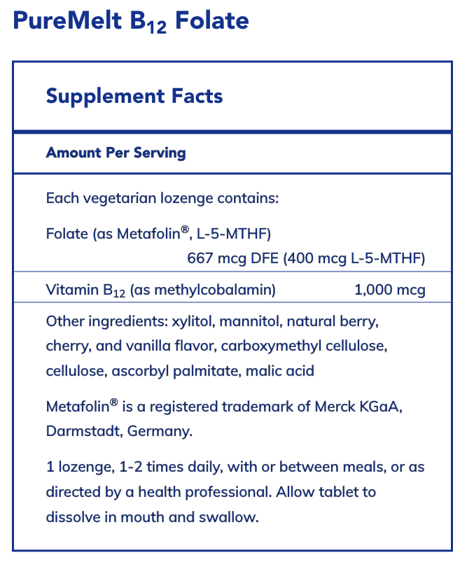 PureMelt B12 Folate (90 Lozenges)