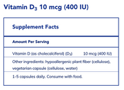 Vitamin D3 (10 mcg) (400 IU) (120 Capsules)
