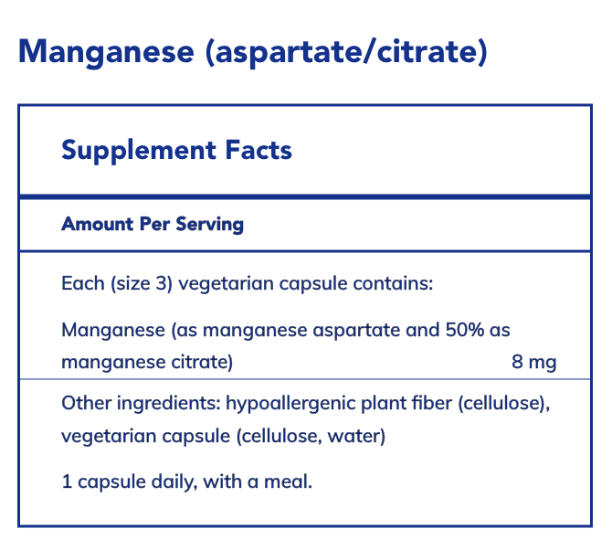 Manganese (aspartate/citrate) (60 Capsules)-Vitamins & Supplements-Pure Encapsulations-Pine Street Clinic