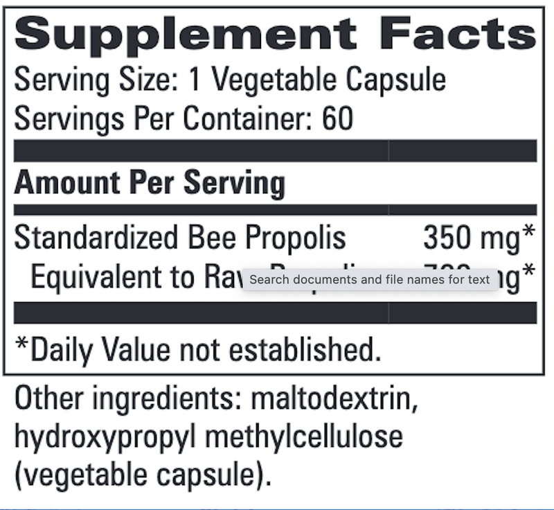 Bee Propolis Standardized (60 Capsules)