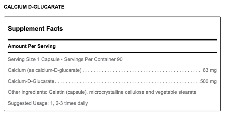 Calcium D-Glucarate (90 Capsules)